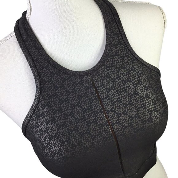 Zyia Active Flower Power Sports Bra Size M Black Floral High Neck Removable Pads - Picture 2 of 9